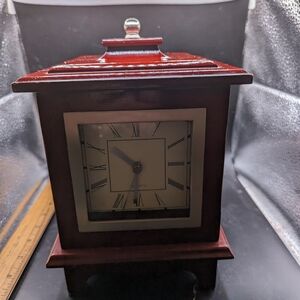 PS DESK CLOCK with 3 Photo HOLDERS Dark Wood